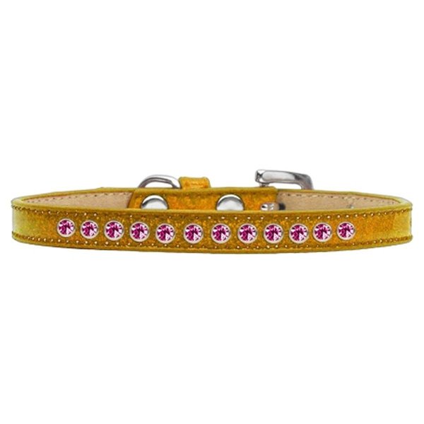 Mirage Pet Products Bright Pink Crystal Puppy Ice Cream CollarGold Size 12 612-07 GD-12